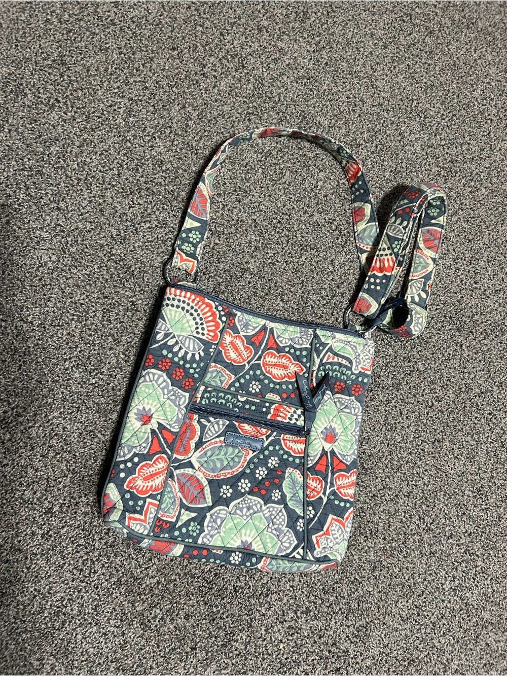Vera Bradley Floral Crossbody Tote Bag - Gray, Orange & Mint